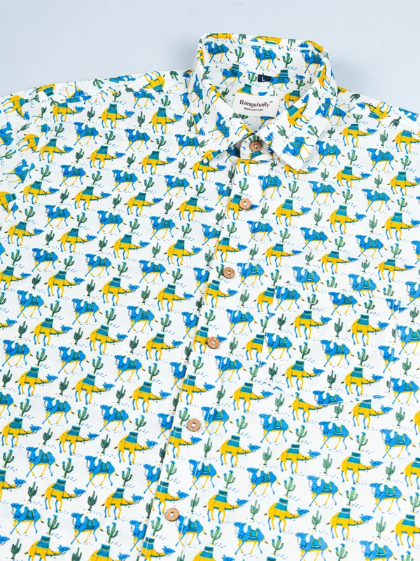 Bohemian_Blue_and_Yellow_Camel_Print_Shirt_in_Half_Sleeves