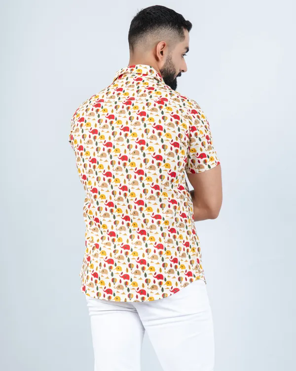 Radiant_Red_&_Yellow_Cute_Elephant_Print_Cotton_Casual_Shirt