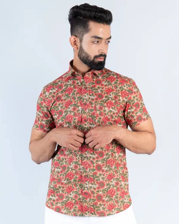 Bright_Red_Floral_Print_Regular_Fit_Cotton_Shirt
