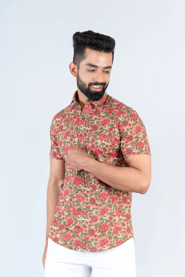 Bright_Red_Floral_Print_Regular_Fit_Cotton_Shirt