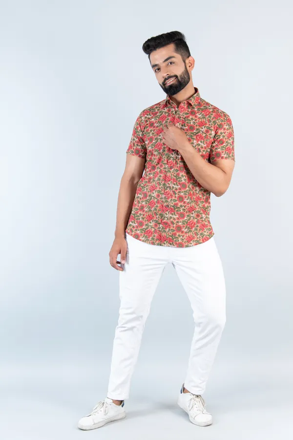 Bright_Red_Floral_Print_Regular_Fit_Cotton_Shirt
