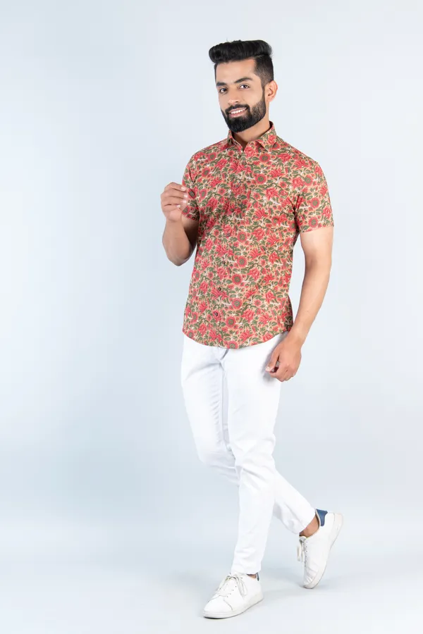 Bright_Red_Floral_Print_Regular_Fit_Cotton_Shirt
