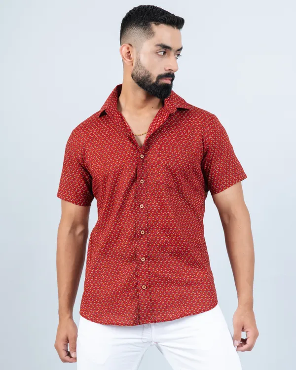 Red_Small_Floral_Print_Soft_Cotton_Regular_Fit_Casual_Shirt