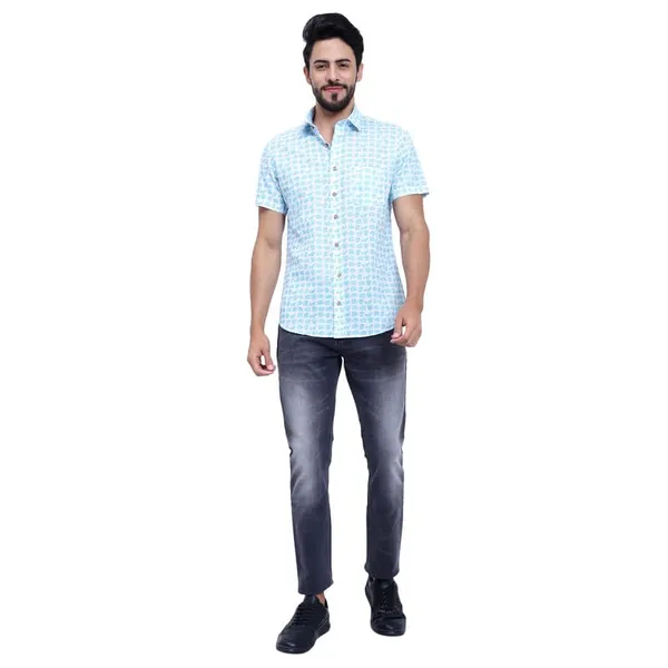 Sky_Blue_Cotton_Shirt_Relaxed_Fit_Light_Elephant_Print_With_Stylish_Spread_Collar_Summer_Shirt