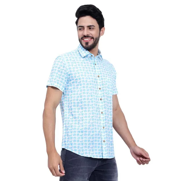 Sky_Blue_Cotton_Shirt_Relaxed_Fit_Light_Elephant_Print_With_Stylish_Spread_Collar_Summer_Shirt