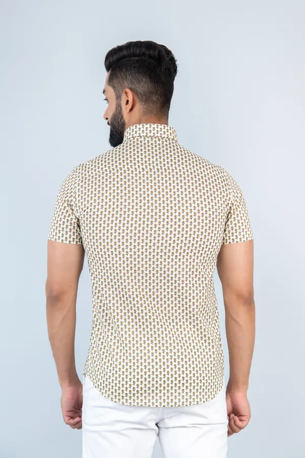 Brown_Cotton_Shirt_Relaxed_Fit_Small_Floral_Print_With_Spread_Collar_Comfortable_&_Fashionable