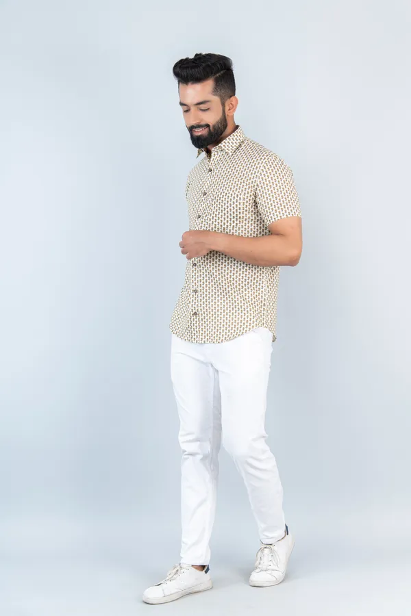 Brown_Cotton_Shirt_Relaxed_Fit_Small_Floral_Print_With_Spread_Collar_Comfortable_&_Fashionable
