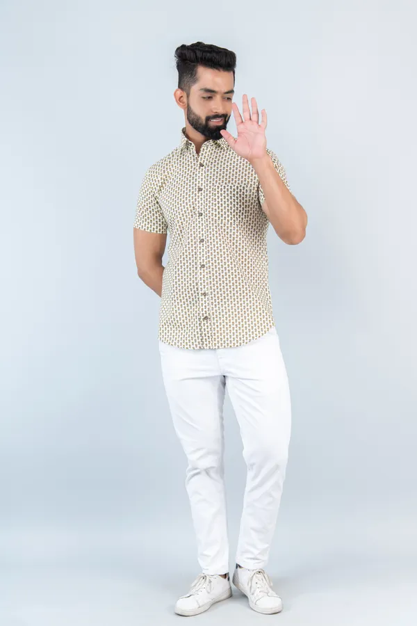 Brown_Cotton_Shirt_Relaxed_Fit_Small_Floral_Print_With_Spread_Collar_Comfortable_&_Fashionable