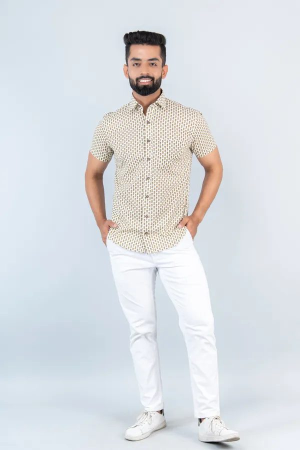 Brown_Cotton_Shirt_Relaxed_Fit_Small_Floral_Print_With_Spread_Collar_Comfortable_&_Fashionable
