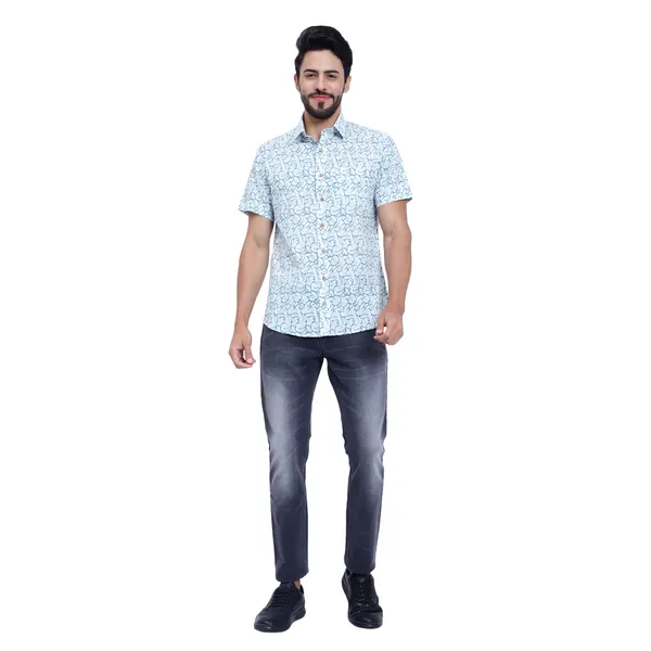 Turquoise_Half_Sleeve_Cotton_Shirt_Relaxed_Fit_Jaal_Print_With_Stylish_Spread_Collar_Summer_Shirt