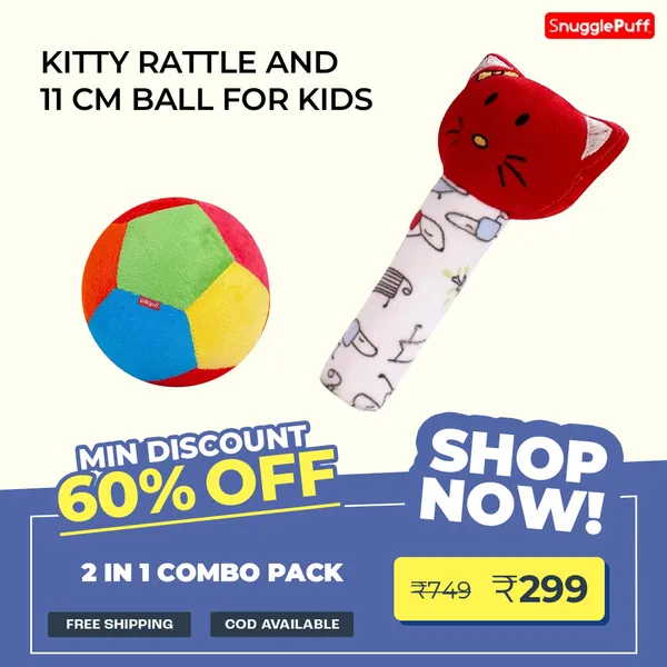 2_in_1_Combo:_Kitty_Rattle_&_11cm_Ball_|_ISI_Mark:_NABL_Lab_Tested_Baby_Safe_Toys