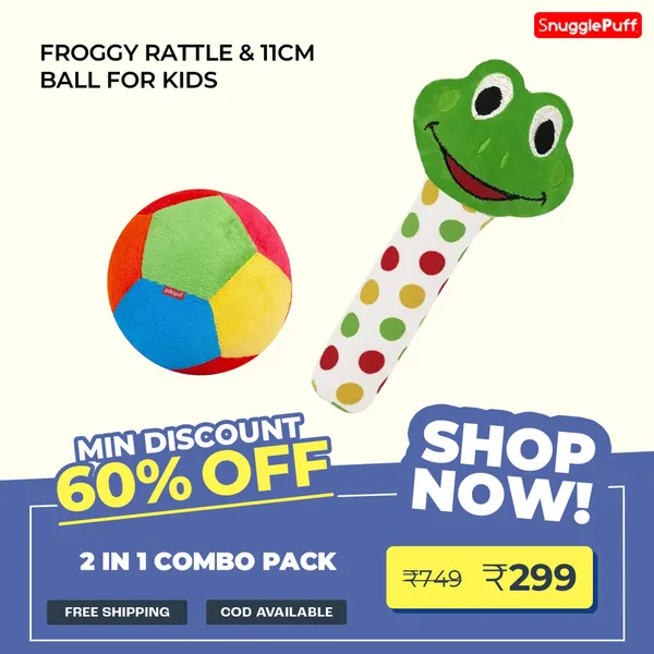 2_in_1_Combo:_Froggy_Rattle_&_11cm_Ball_|_ISI_Mark:_NABL_Lab_Tested_Baby_Safe_Toys