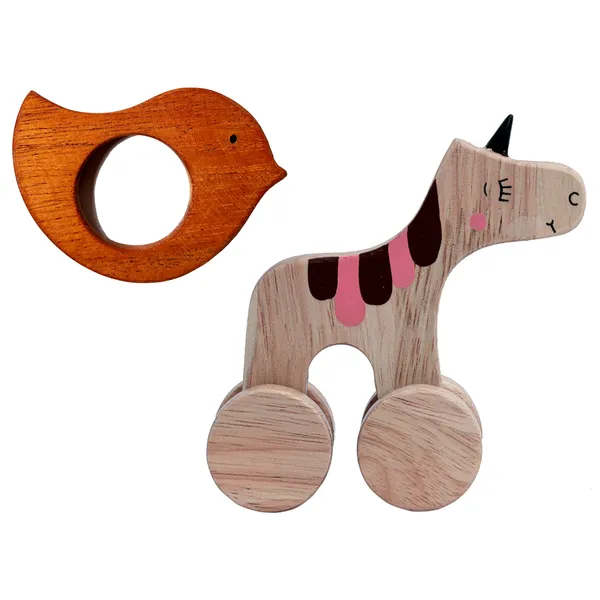 2_in_1_Combo:_Push/Pull_Unicorn_+_Neem_Teether_–_Bird_|_ISI_Mark:_NABL_Tested_Baby_Safe_|_Natural,_Organic,_and_Eco-Friendly_Teething_Relief