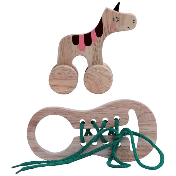 2_in_1_Combo:_Shoe_Lacing_Toy_+_Push/Pull_Unicorn_|_STEM_|_ISI_Mark:_NABL_Tested_Baby_Safe_|_Natural,_Organic,_and_Eco-Friendly_Teething_Relief