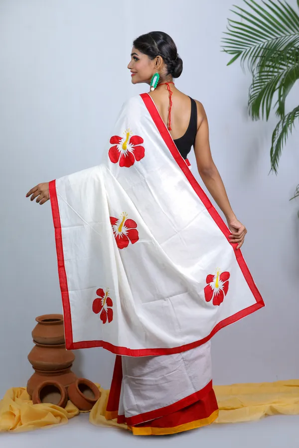 Multicolor_Applique_Full_Sleeve_1Pic_Women'S_Saree_And_1Pic_Men'S_Kurta_For_Couple