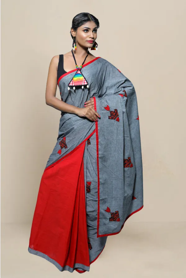 Grey_Applique_Full_Sleeve_Kurta_And_Pyjama_Set_For_Couple