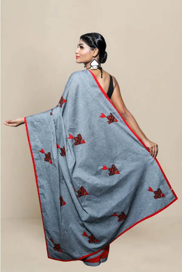 Grey_Applique_Full_Sleeve_Kurta_And_Pyjama_Set_For_Couple