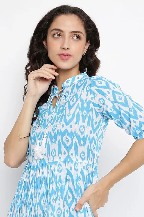 Blue_cotton_digital_printed_Dress