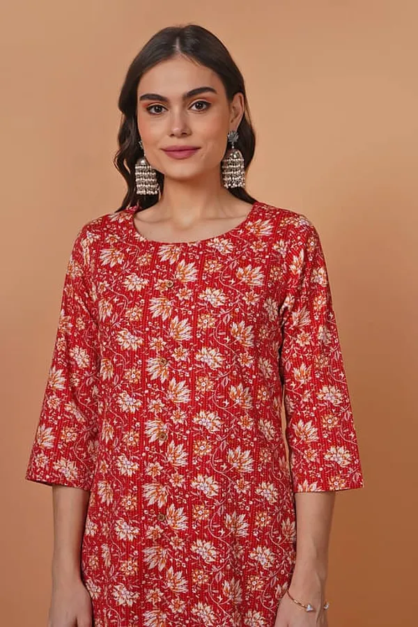 Red_Short__Floral_print_Kurta