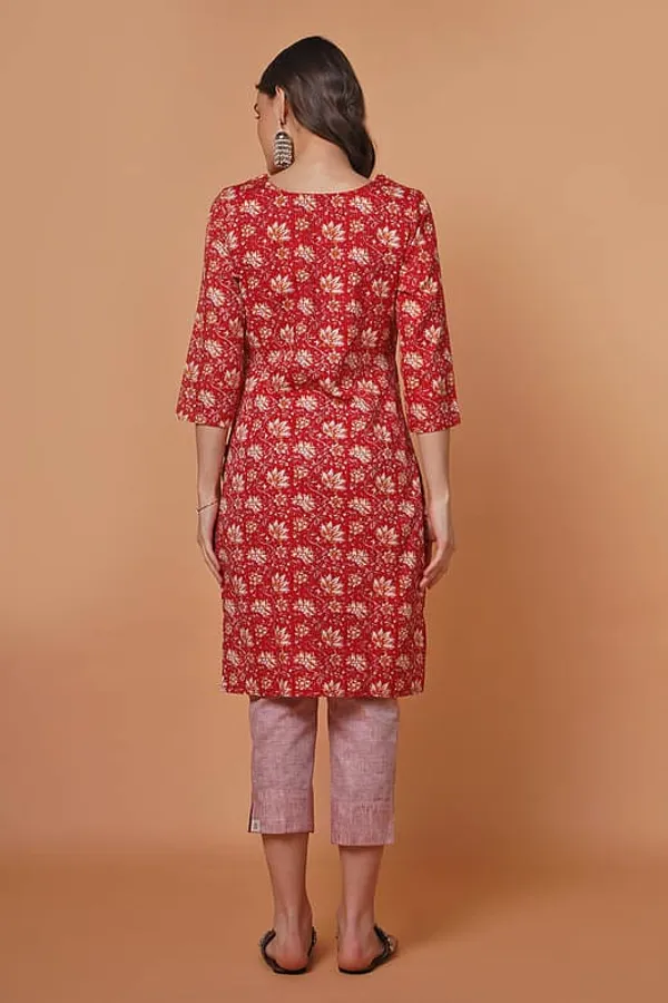Red_Short__Floral_print_Kurta