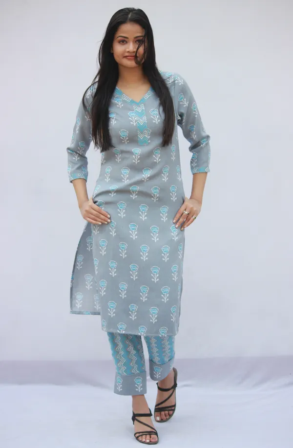 Blue_Rayon_Printed_Kurta_Set