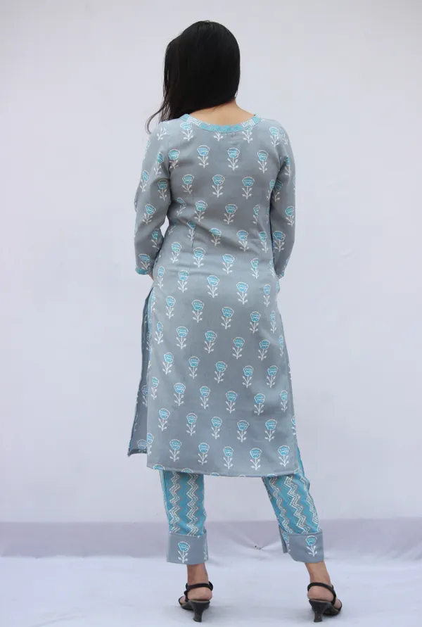 Blue_Rayon_Printed_Kurta_Set