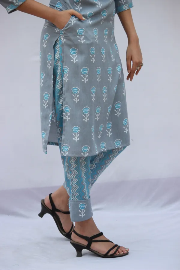 Blue_Rayon_Printed_Kurta_Set