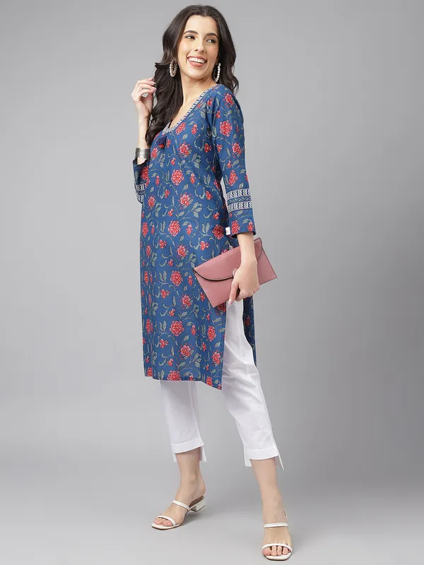 Blue_digital_Floral_Printed_Cotton_Kurta