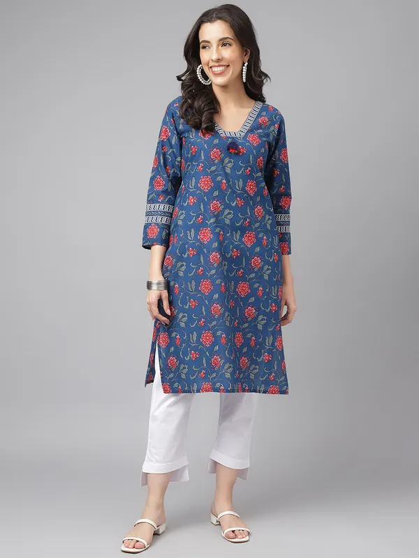 Blue_digital_Floral_Printed_Cotton_Kurta