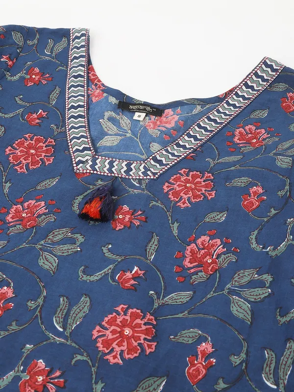 Blue_digital_Floral_Printed_Cotton_Kurta