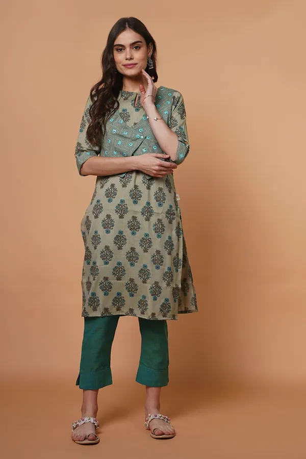 Green_Cotton_Kurta_With_Jacket_Set