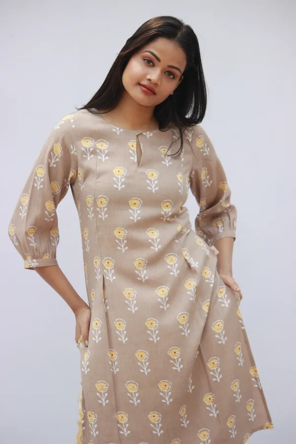 Brown_Foil_Print_Rayon_Kurta_Set