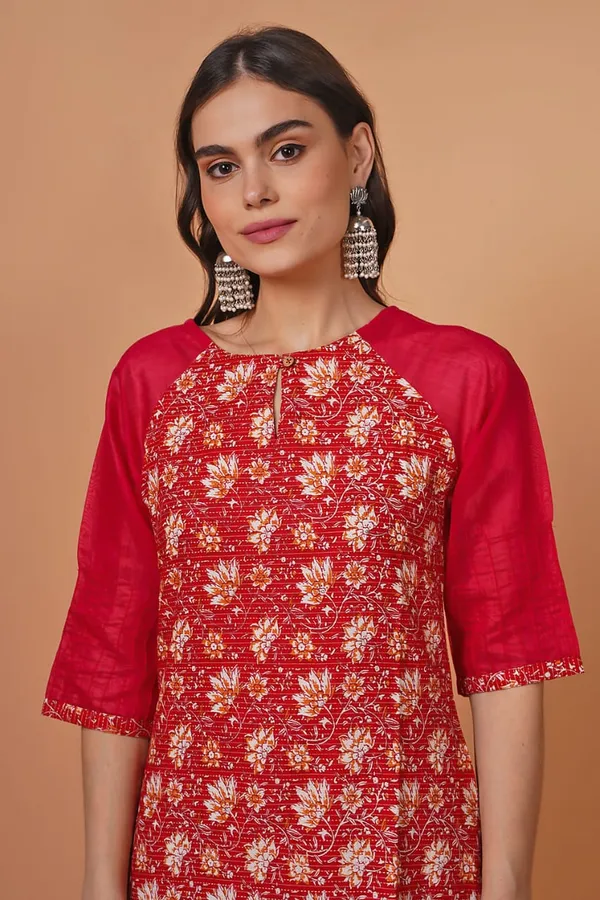 Red_Chanderi__Raglan_Sleeve_Kurta