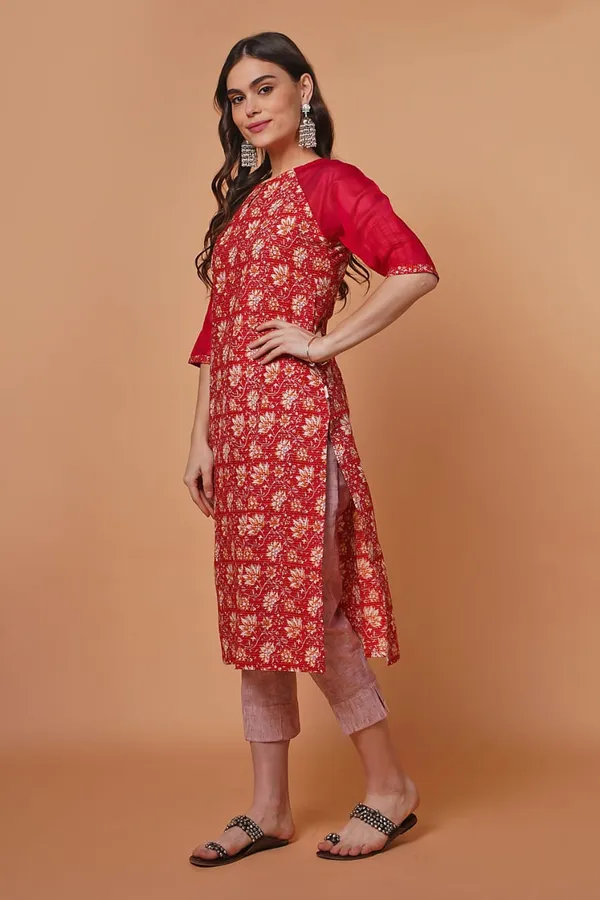 Red_Chanderi__Raglan_Sleeve_Kurta