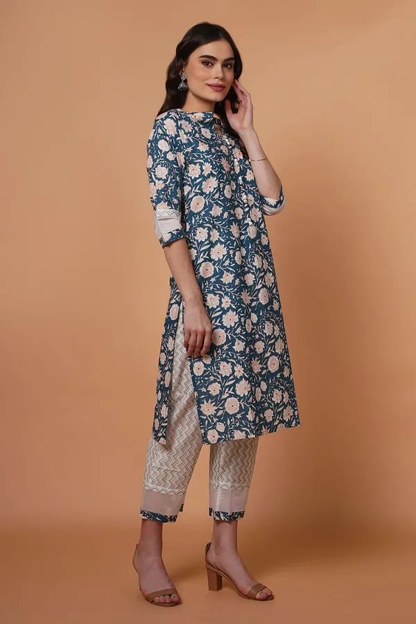 Green_Hand_Block_Printed_Kurta_Set