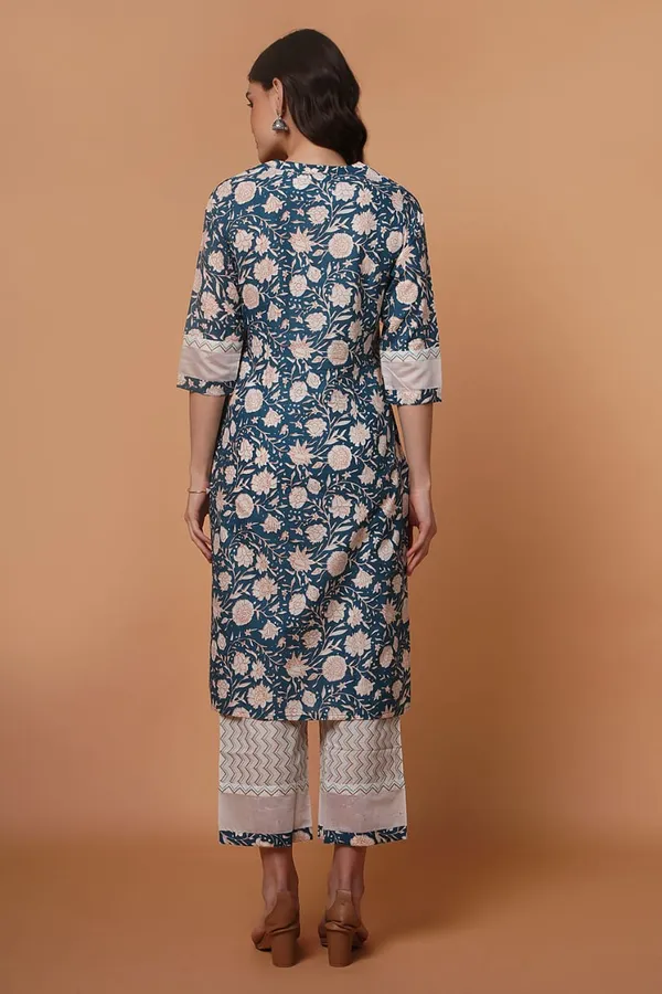 Green_Hand_Block_Printed_Kurta_Set