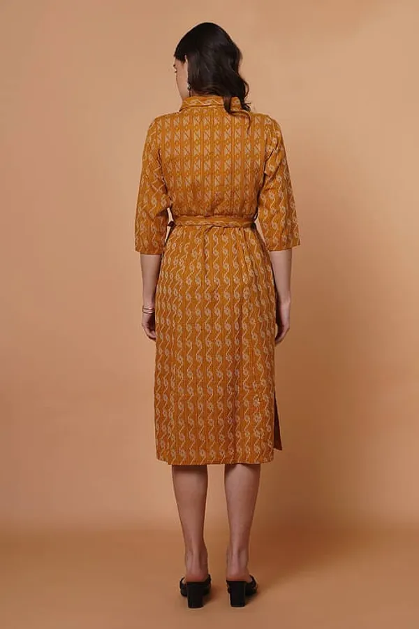 Yellow_Cotton_Kantha_Design_Dress_With_Neckpiece
