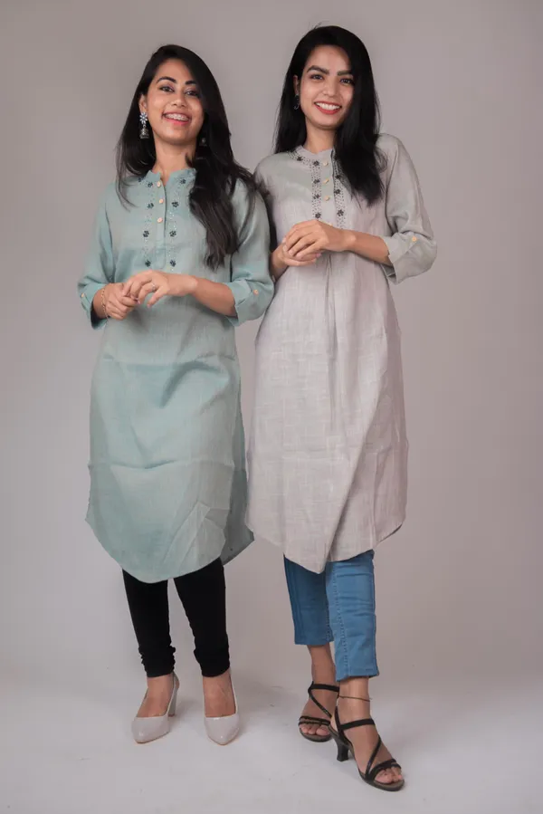 Grey_Linen_Kurta_with_Hand_Embellishment