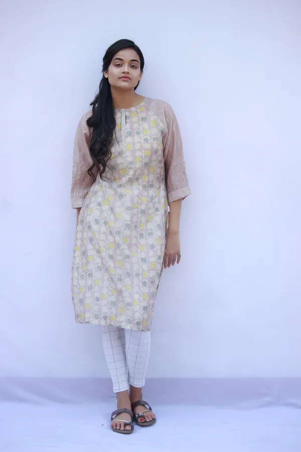 Pink_Chanderi_Raglan_Sleeves_pink_tuck_detailing_Kurta