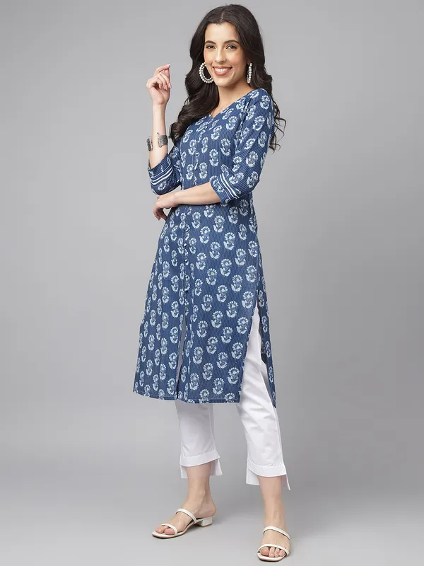 Blue_Cotton_Kantha_design_Straight_Kurta