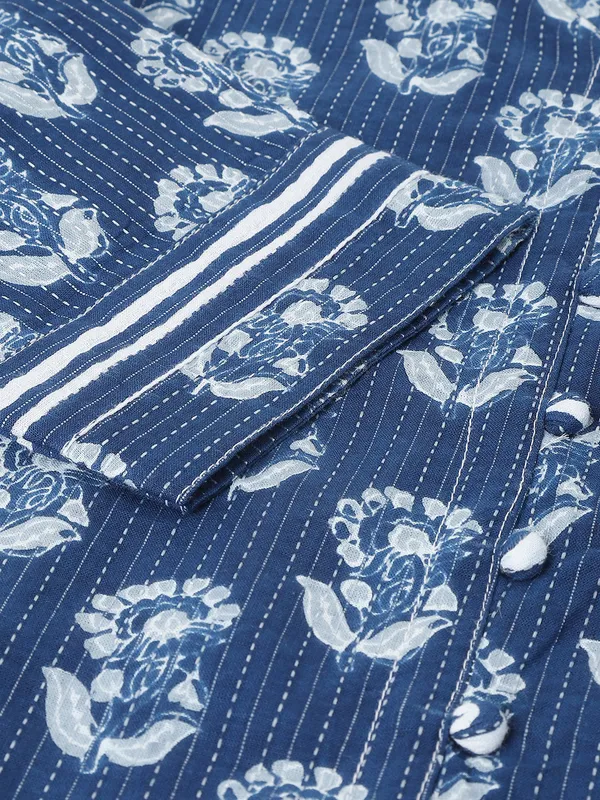 Blue_Cotton_Kantha_design_Straight_Kurta