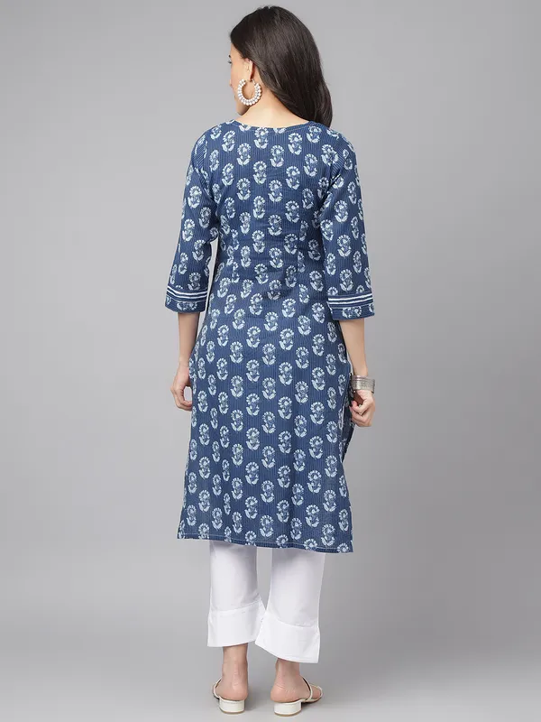 Blue_Cotton_Kantha_design_Straight_Kurta