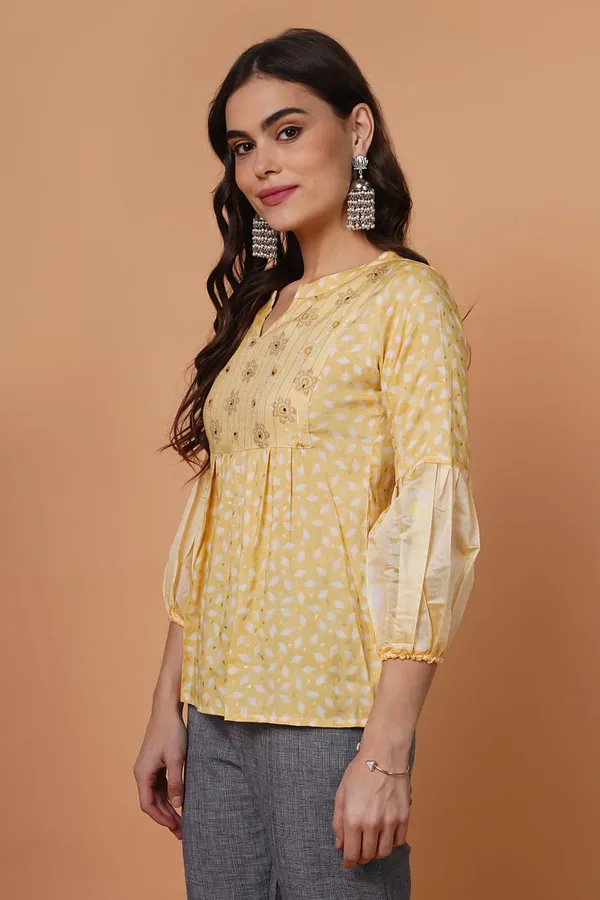 Yellow_Rayon_Puff_Sleeve_Top