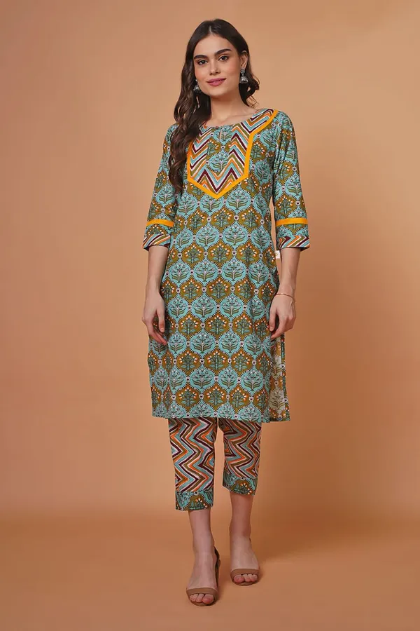 Yellow_Cotton_Printed_Kurta_Set