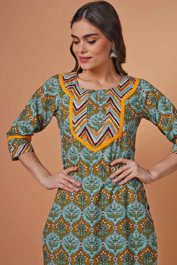 Yellow_Cotton_Printed_Kurta_Set