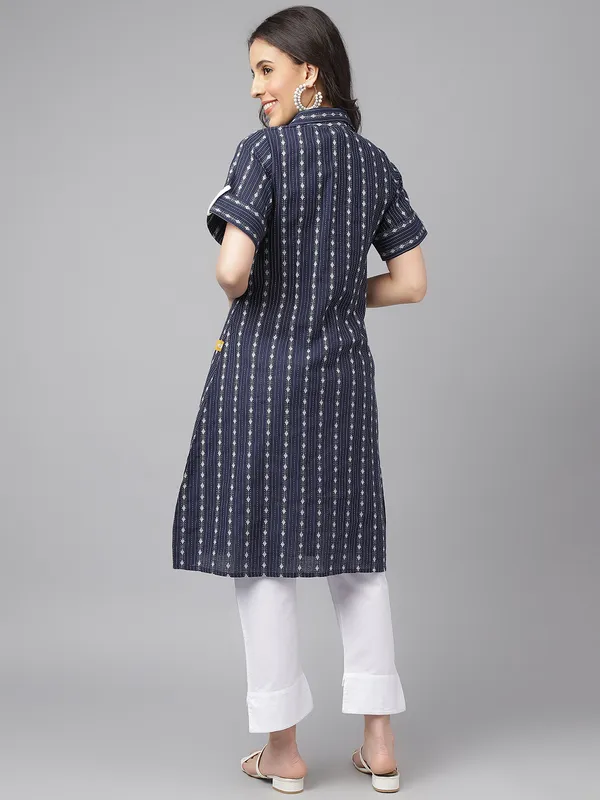 Blue_Front_Button_Down_Cotton_Kurta