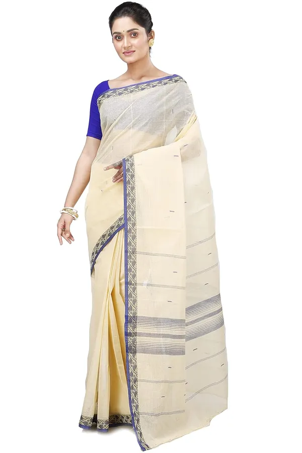 Pure_Cotton_Bengali_Tant_Saree_for_Women_|_Premium_Woven_Design_Saree__|_Cream