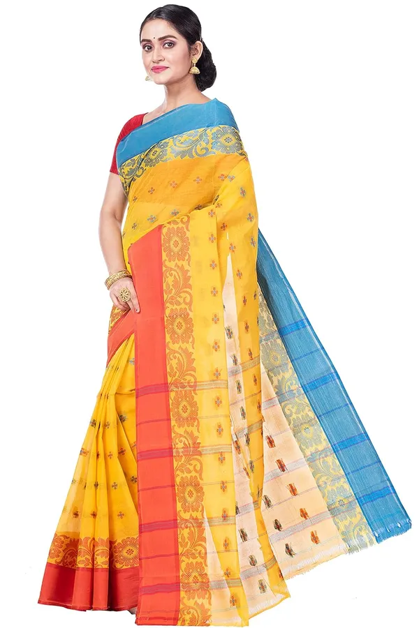 Pure_Cotton_Bengali_Tant_Saree_for_Women_|_Premium_Woven_Design_Saree__|_Yellow