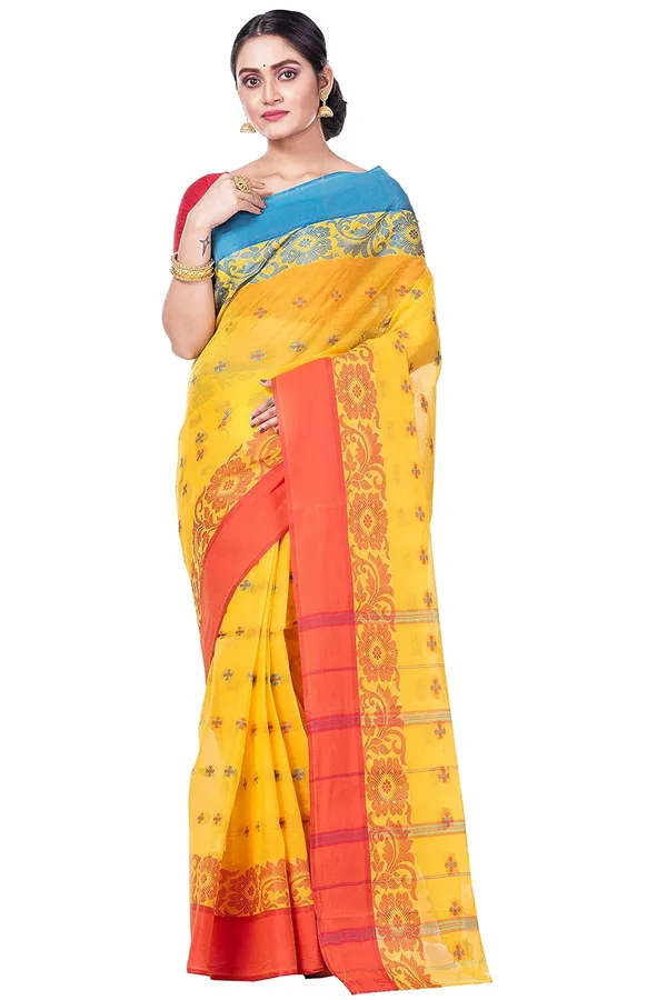 Pure_Cotton_Bengali_Tant_Saree_for_Women_|_Premium_Woven_Design_Saree__|_Yellow