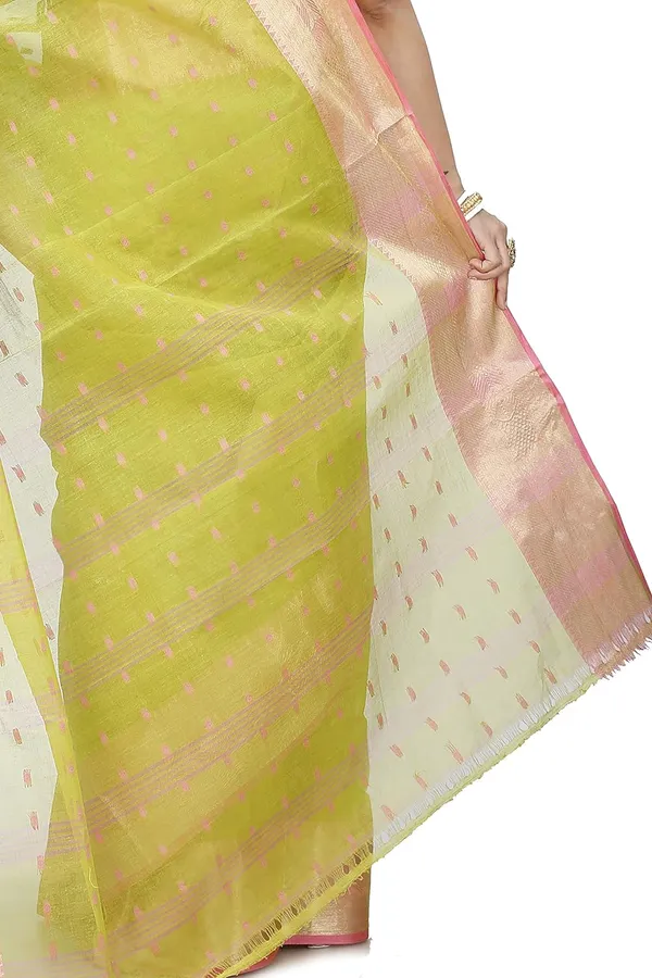 Pure_Cotton_Bengali_Tant_Saree_for_Women_|_Premium_Woven_Design_Saree__|_Olive_Green